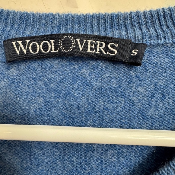 Woolovers Size Small Sweater blue Knit Merino Wool Cashmere V Neck Pullover - Picture 3 of 6